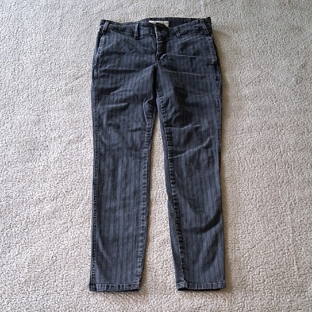 The Great Gray Striped Denim Jeans
